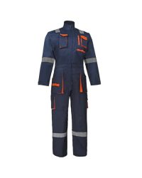FULL COVERALL EUROPEAN AMERICAN SAFETY 235GSM NAVY BLUE + ORANGE M CHINA